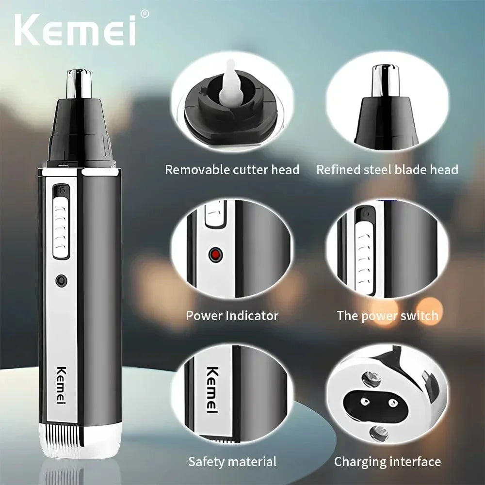 Kemei KM-6630 4 In 1 Nose Eyebrow Hair Beard Trimmer Rechargeable Electric Shaver Nose Ear Trimmer With Temple Cut For Men